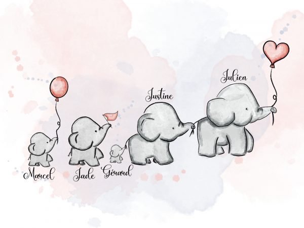 Portrait de Famille Elephants (simple)