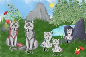 Portrait de Famille – Loups – Dessin Personnalisé