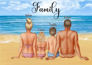 Portrait de famille à la plage