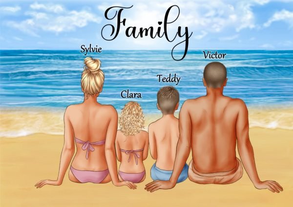 Portrait de famille à la plage